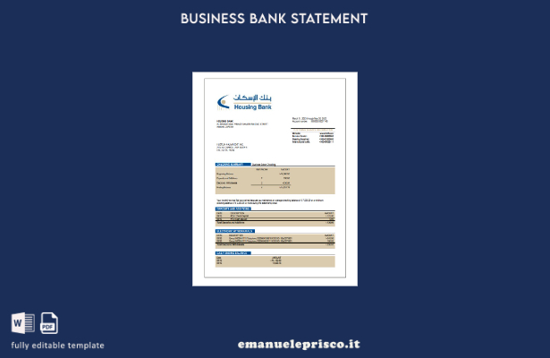 stile verificato HBTF Estratto conto bancario modello Word e modello PDF